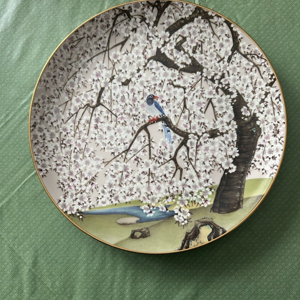 Franklin Porcelain Uzuki April Plate 1979 Japan Limited 10” Cherry Blossom